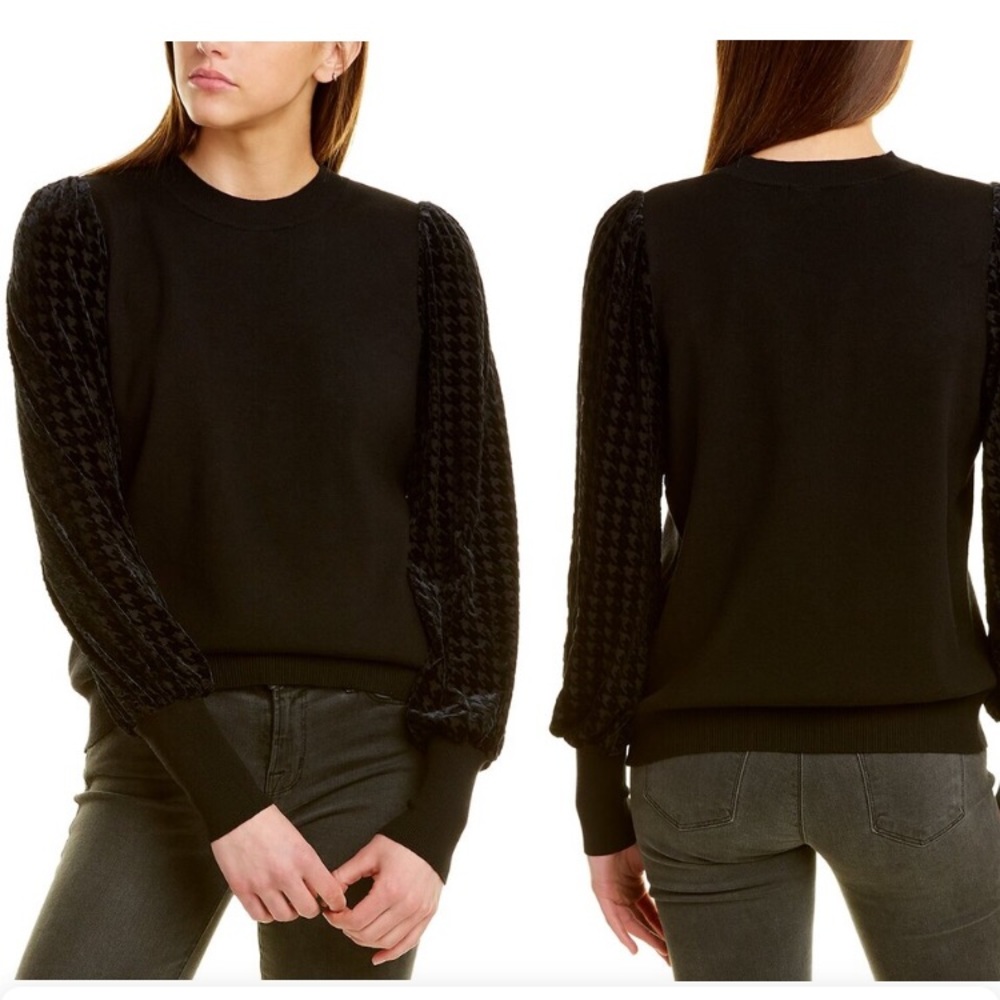 Fate Velvet Burnout Sleeve‎ Top Small Black